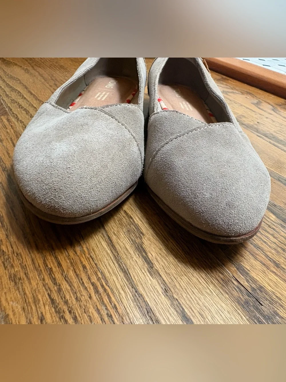 TOMS Women's Taupe Suede Pointed Ballet Flats